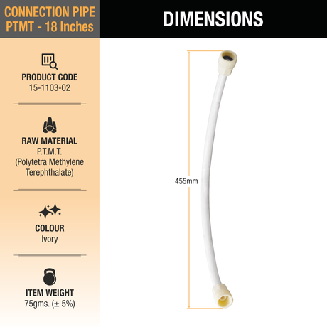 Geyser Connection Pipe PTMT (18 Inches) (Pack of 2) dimensions and size