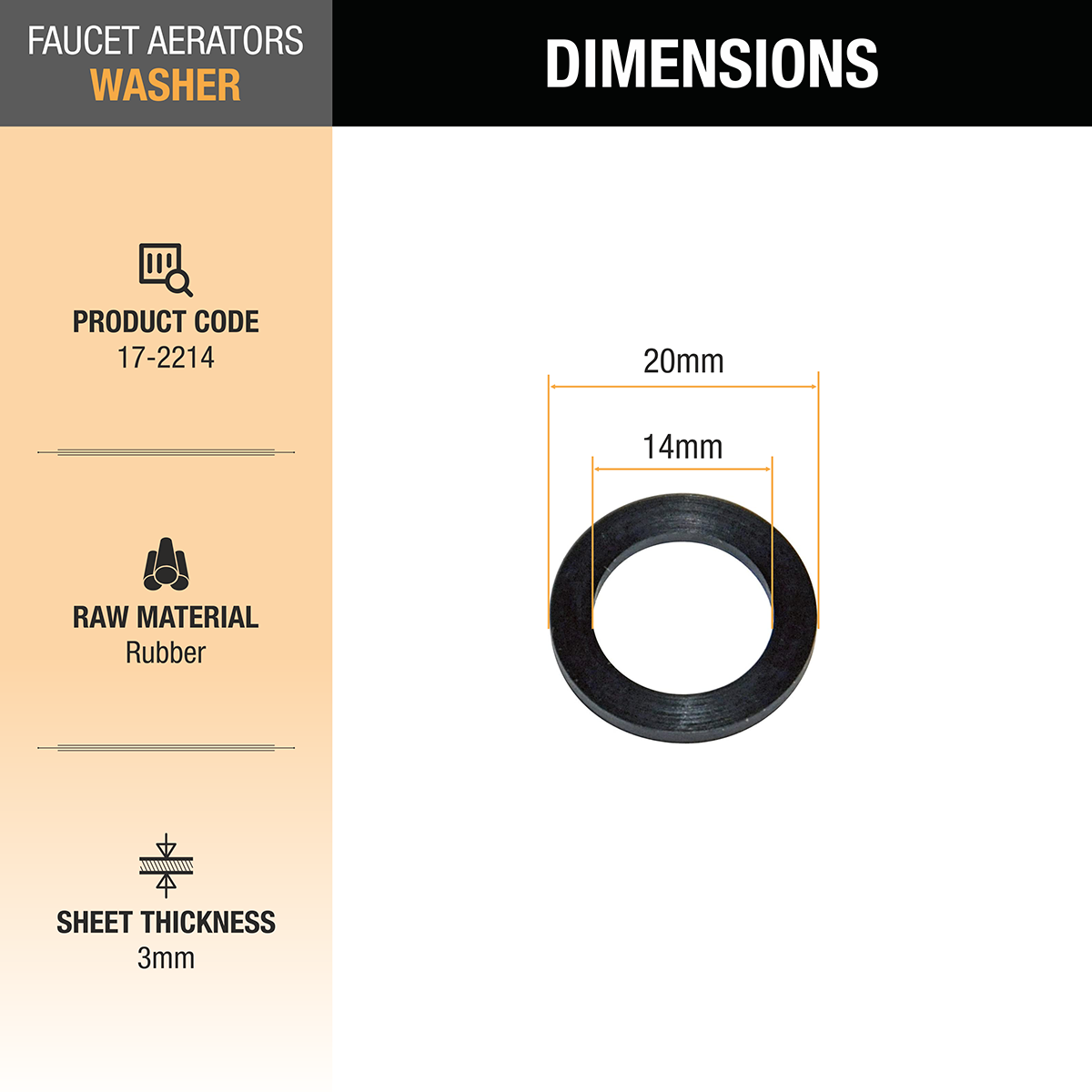 Faucet Aerator Wahser (Pack of 20) dimensions and size