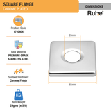 Square Flange (Chrome Plated) (Pack of 5) dimensions and size