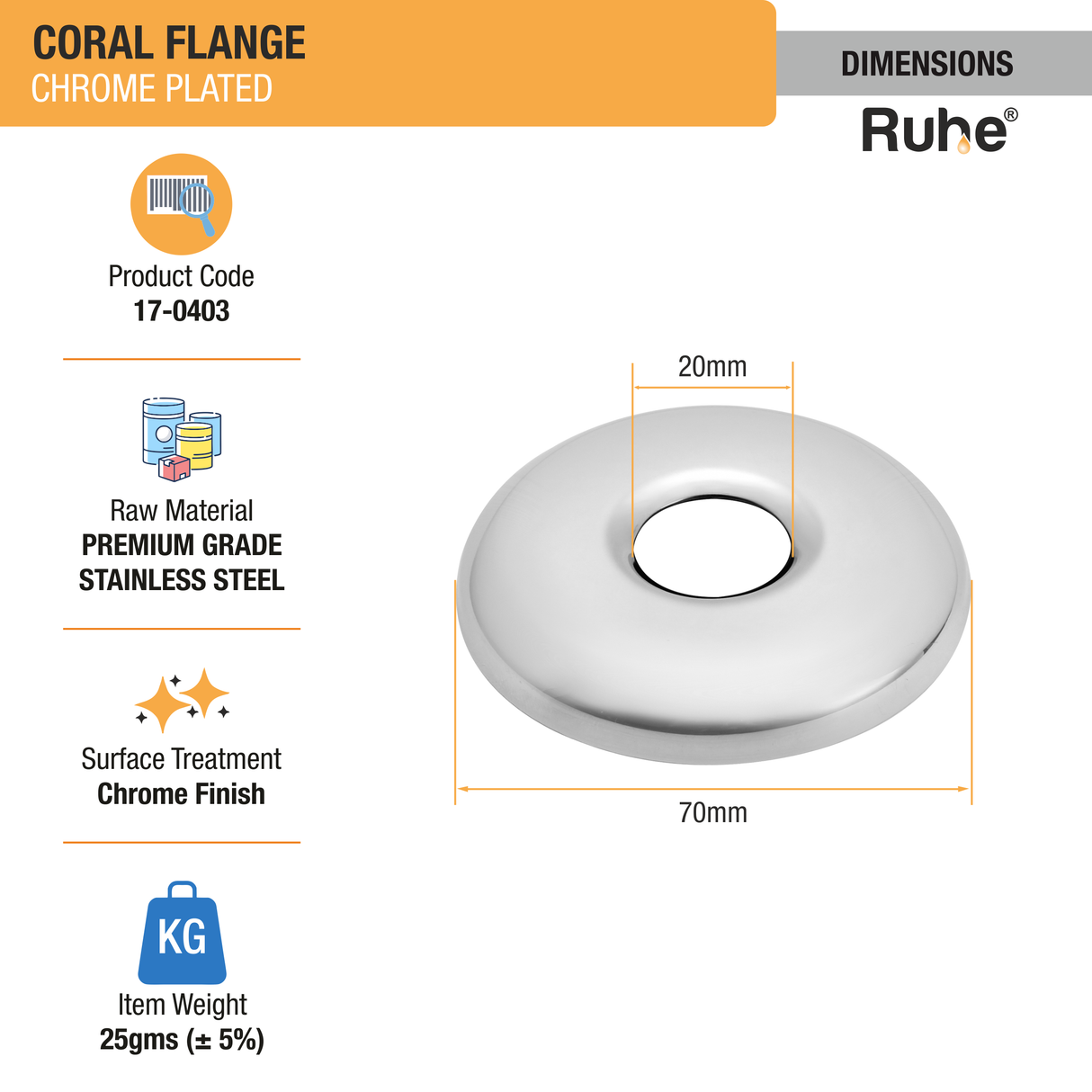 Coral Flange (Chrome Plated) (Pack of 5) - by Ruhe