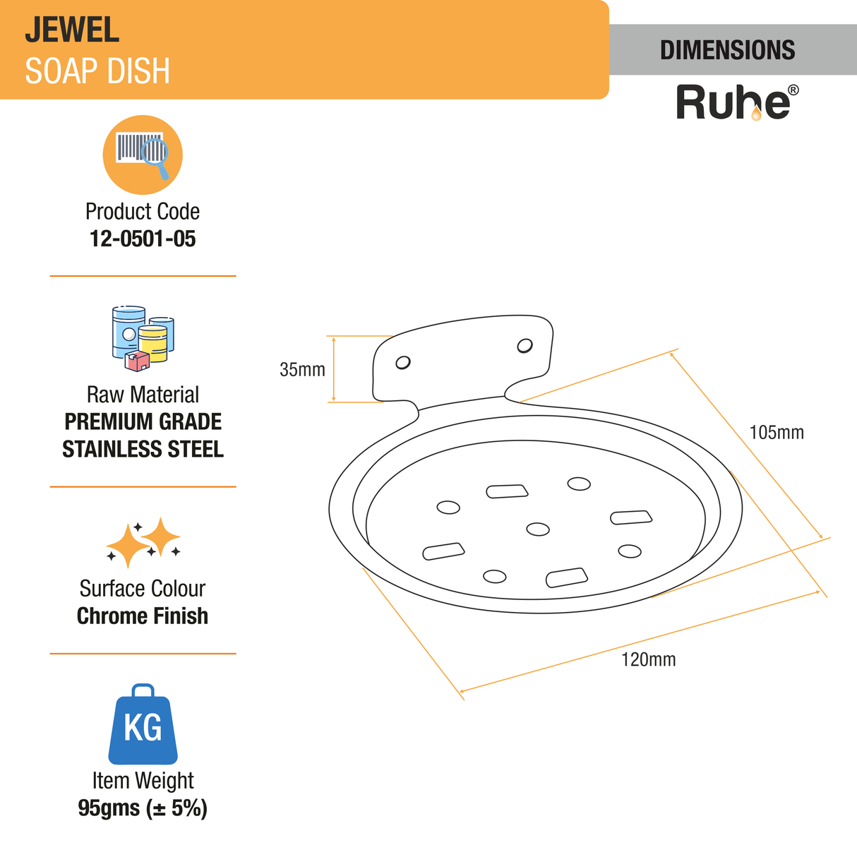 Jewel Stainless Steel Soap Dish - by Ruhe®