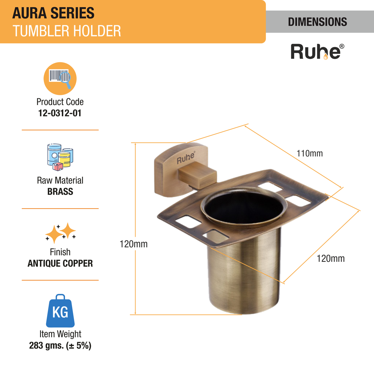 Aura Brass Tumbler Holder - by Ruhe®