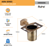 Aura Brass Tumbler Holder dimensions and size