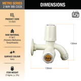 Metro PTMT 2 Way Bib Cock Faucet dimensions and size