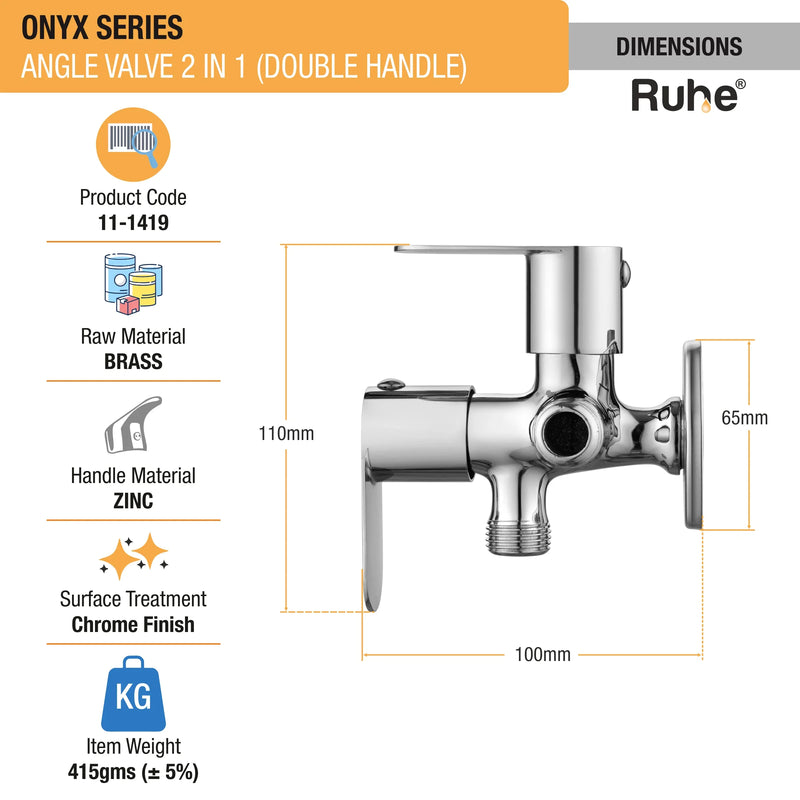 Onyx Two Way Angle Valve (Double Handle) - by Ruhe