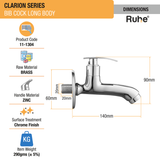 Clarion Bib Tap Long Body Brass Faucet dimensions and size