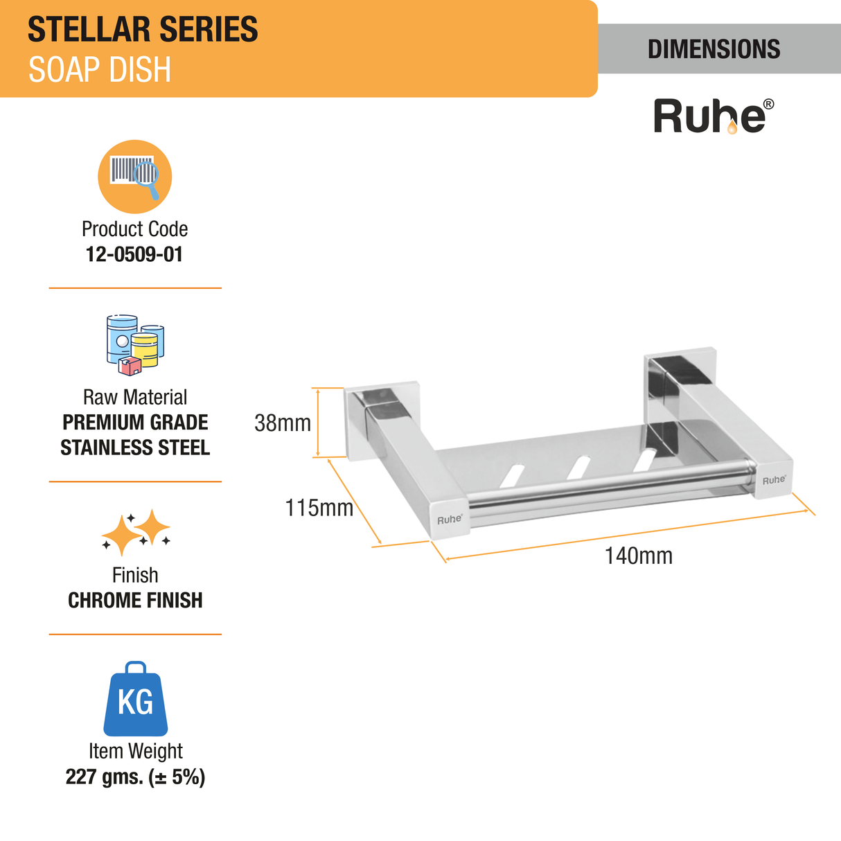 Stellar Stainless Steel Soap Dish - by Ruhe®