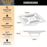 Opal Floor Drain Square Flat Cut (6 x 6 Inches) with Hole and Cockroach Trap 2