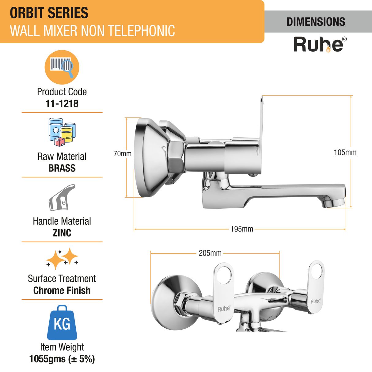 Orbit Wall Mixer Tap - by Ruhe®