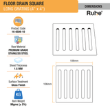 Long Grating Floor Drain (4 x 4 inches) (Pack of 2) dimensions and size
