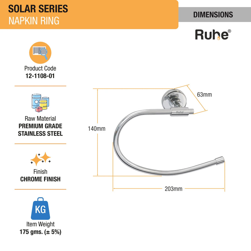 Solar Stainless Steel Napkin Ring - by Ruhe®