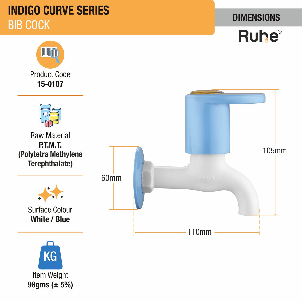 Indigo Curve Bib Tap PTMT Faucet - by Ruhe