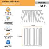 Long Grating Floor Drain (6 x 6 inches) dimensions and size