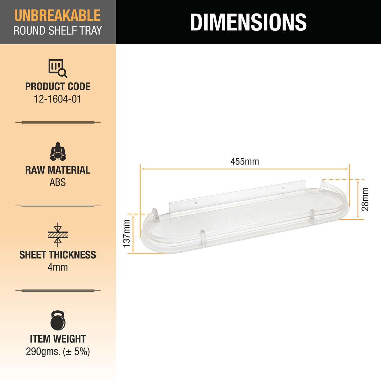 Round ABS Shelf Tray - by Ruhe®