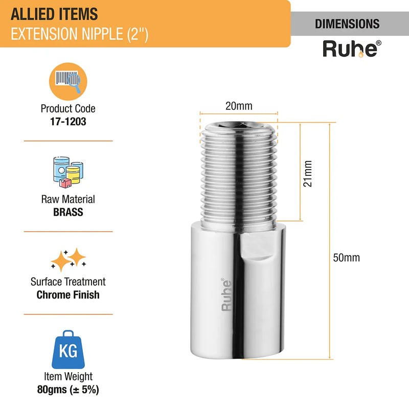 Extension Nipple (2 inches) (Pack of 2) - by Ruhe