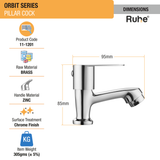 Orbit Pillar Tap Brass Faucet dimensions and size