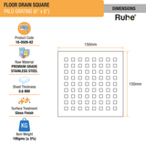 Palo Grating Floor Drain (6 x 6 inches) dimensions and size