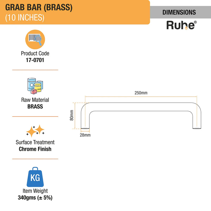 Brass Grab Bar (10 inches)