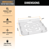 Set Up Box ABS Stand dimensions and size