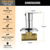 Kubix Concealed Stop Valve Brass Faucet (15mm) dimensions and size