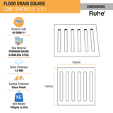 Long Grating Floor Drain (5 x 5 inches) dimensions and size