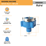 Washing Machine Water Inlet/Inflow dimensions and sizes