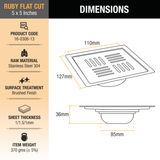 Ruby Floor Drain Square Flat Cut (5 x 5 Inches) with Cockroach Trap 2