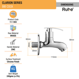 Clarion Bib Tap Brass Faucet dimensions and size