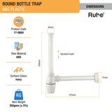 ABS Bottle Trap (12 inches) dimensions and sizes