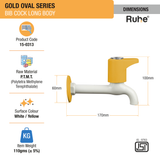 Gold Oval PTMT Bib Cock Long Body Faucet dimensions and size