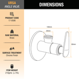 Ursa Angle Valve dimensions and sizes