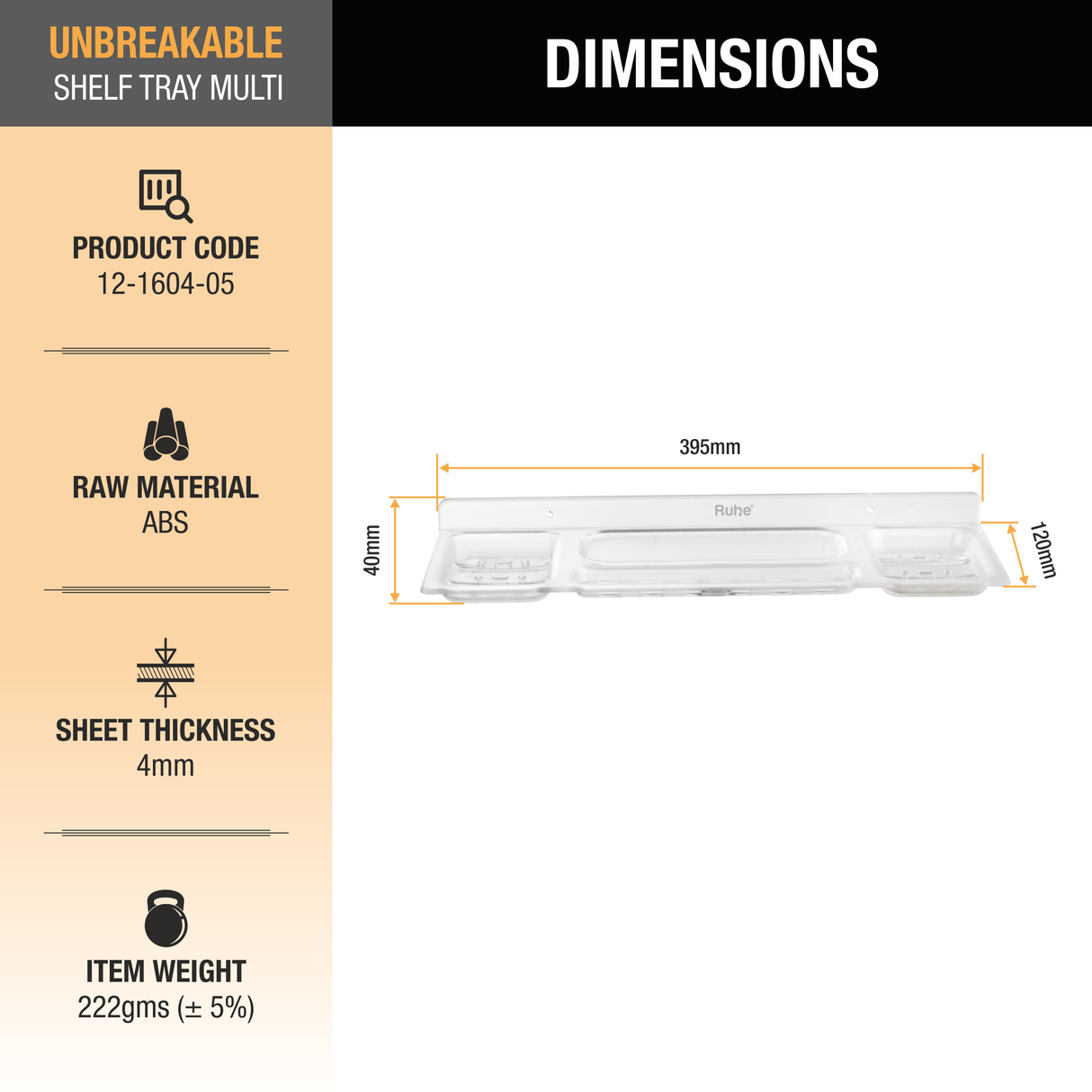 Multi ABS Shelf Tray - by Ruhe®