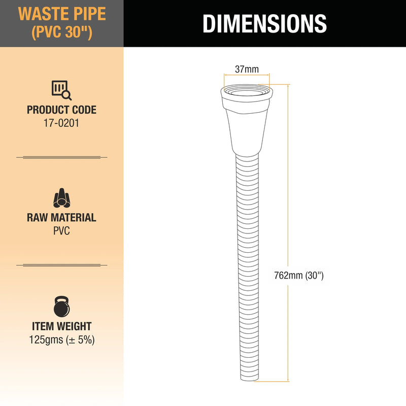 PVC Waste Pipe (30 Inches) (Pack of 2) - By Ruhe
