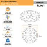 Solid Polka Round Floor Drain (3 inches) (Pack of 4) - by Ruhe®