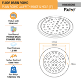 Plain Round Jali Floor Drain (5 Inches) with Hinged Grating Top & Hole (Pack of 2) - by Ruhe®
