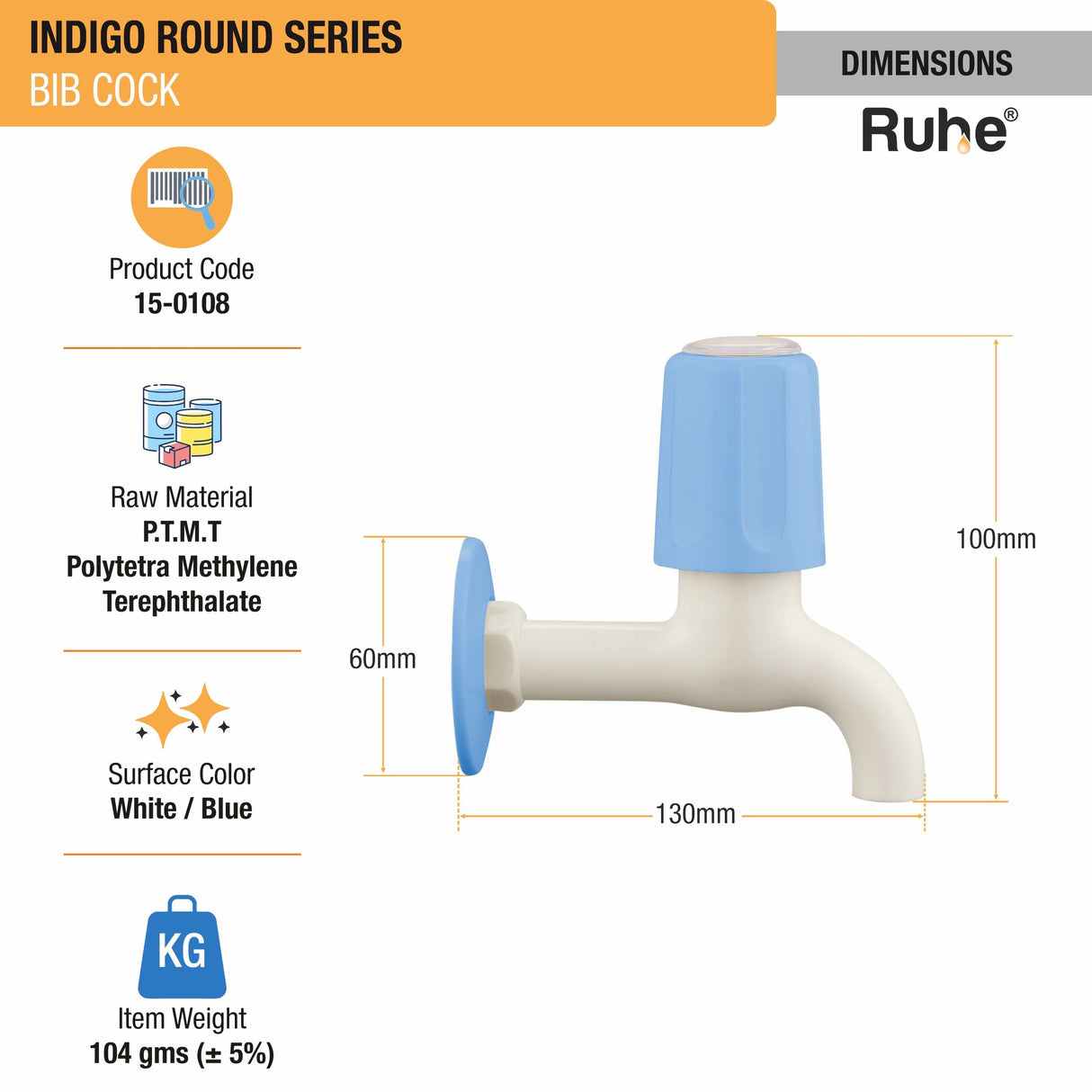 Indigo Round Bib Tap PTMT Faucet - by Ruhe