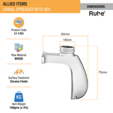 Urinal Spreader (with Hex) dimensions and sizes