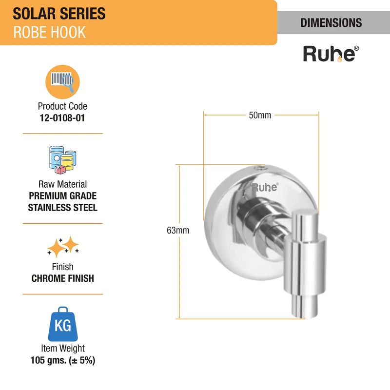 Solar Stainless Steel Robe Hook - by Ruhe®