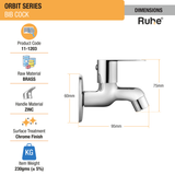 Orbit Bib Tap Brass Faucet dimensions and size