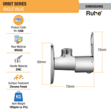 Orbit Angle Valve Brass Faucet dimensions and size
