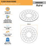 Plain Polka Round Floor Drain with Hole (3 Inches) (Pack of 4) - by Ruhe®