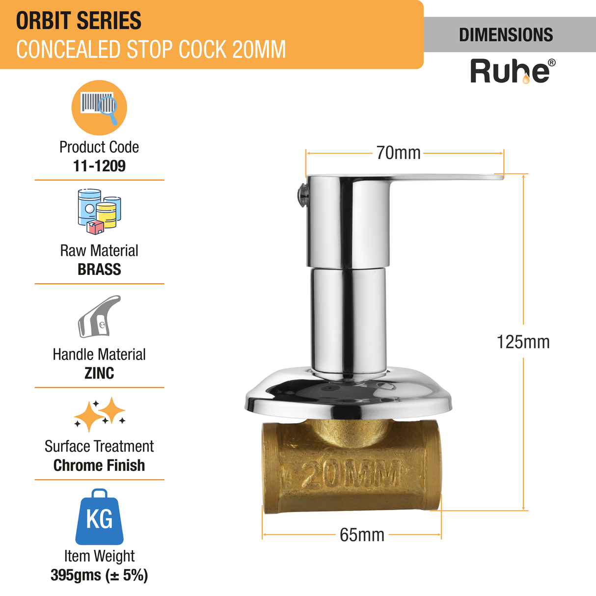 Orbit Concealed Stop Valve (20mm)- by Ruhe®