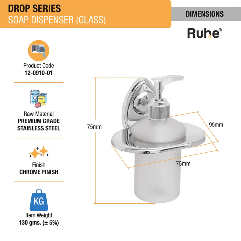 Drop Stainless Steel Soap Dispenser (Glass) - by Ruhe