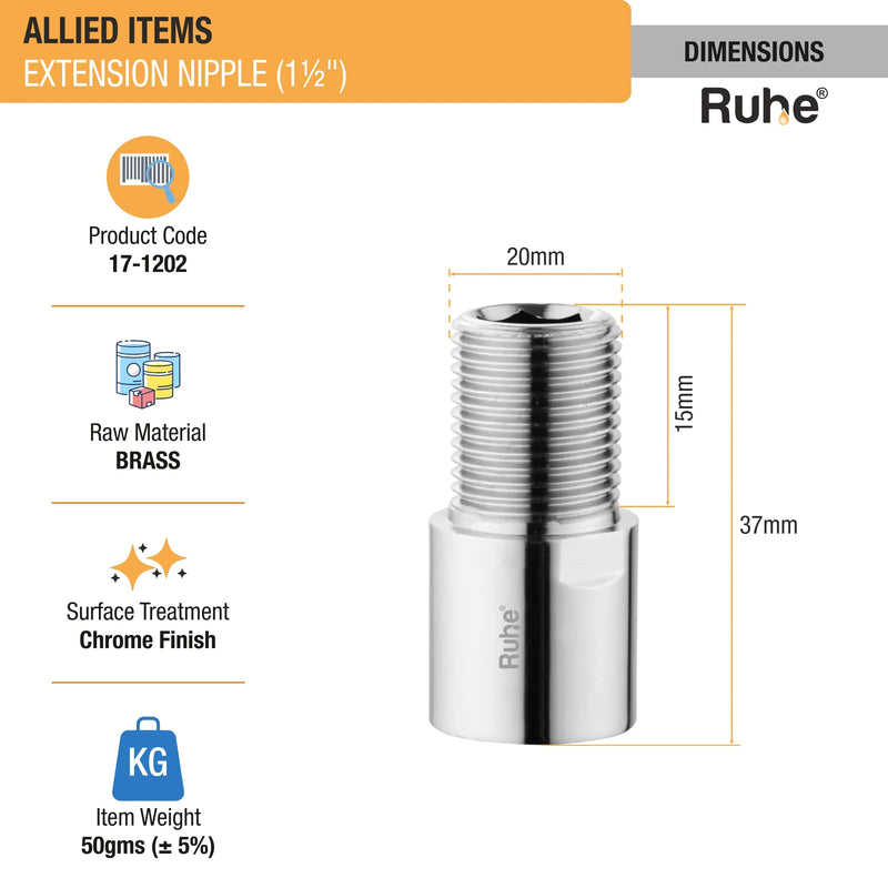 Extension Nipple (1 1/2 inches) (Pack of 2) - by Ruhe