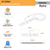 Jet Spray Flat Nozzle (1 Meter) (304 Grade) dimensions and size