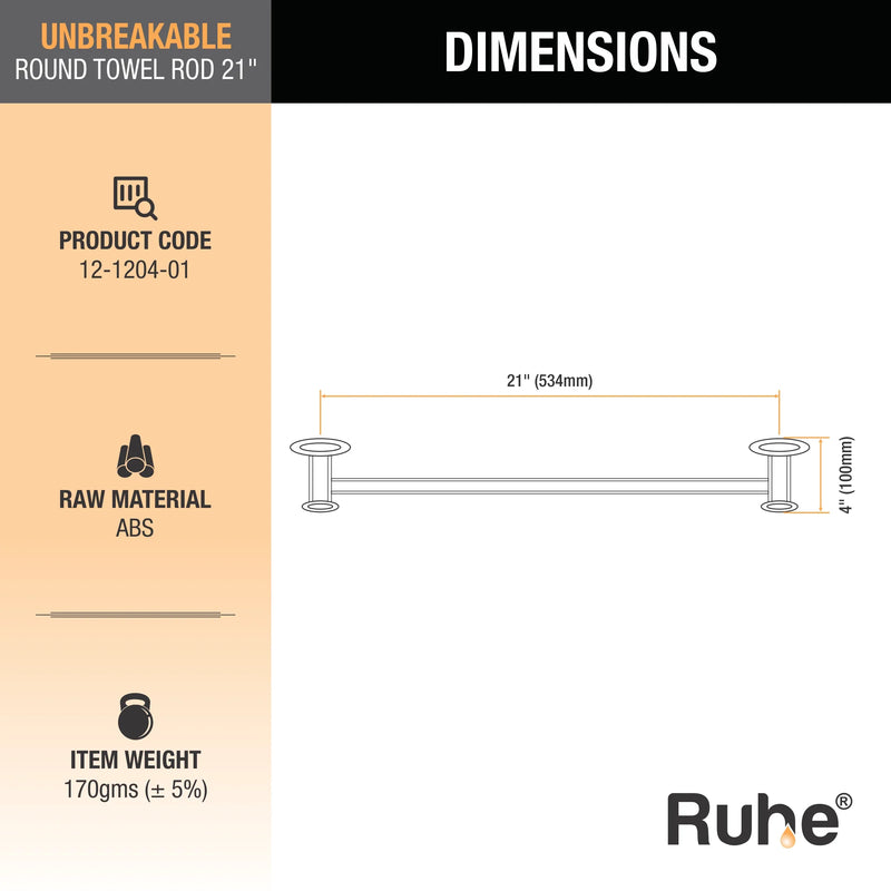 Round ABS Towel Rod (21 inches) - by Ruhe