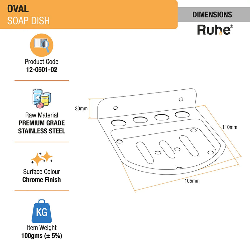 Oval Stainless Steel Soap Dish - by Ruhe