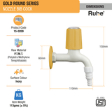 Gold Round PTMT Nozzle Bib Cock Faucet sizes