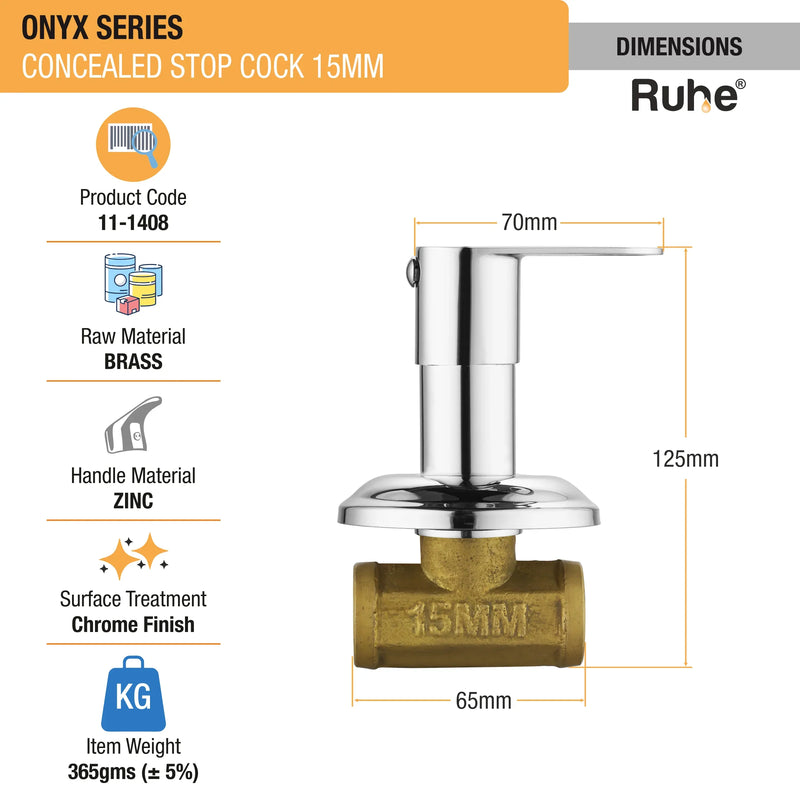Onyx Concealed Stop Valve Brass Faucet (15mm)- by Ruhe