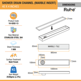 Marble Insert Shower Drain Channel (40 x 4 Inches) with Cockroach Trap (304 Grade) dimensions and size